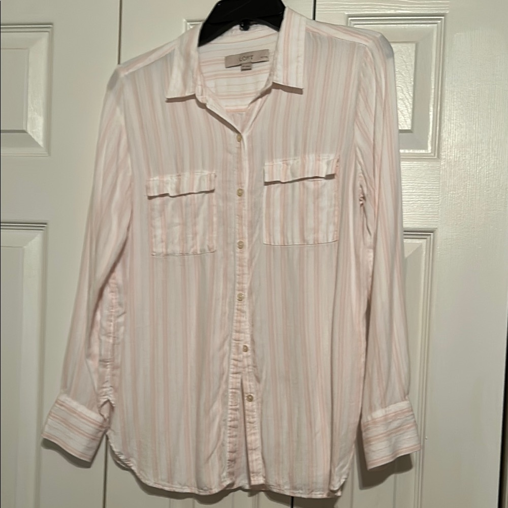 LOFT Soft Pink Striped Shirt
